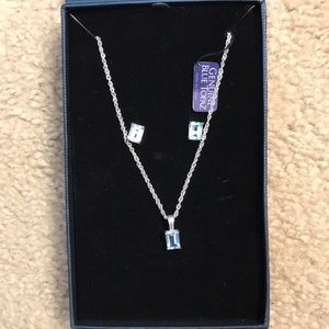 Genuine Blue Topaz Earrings and Necklace set